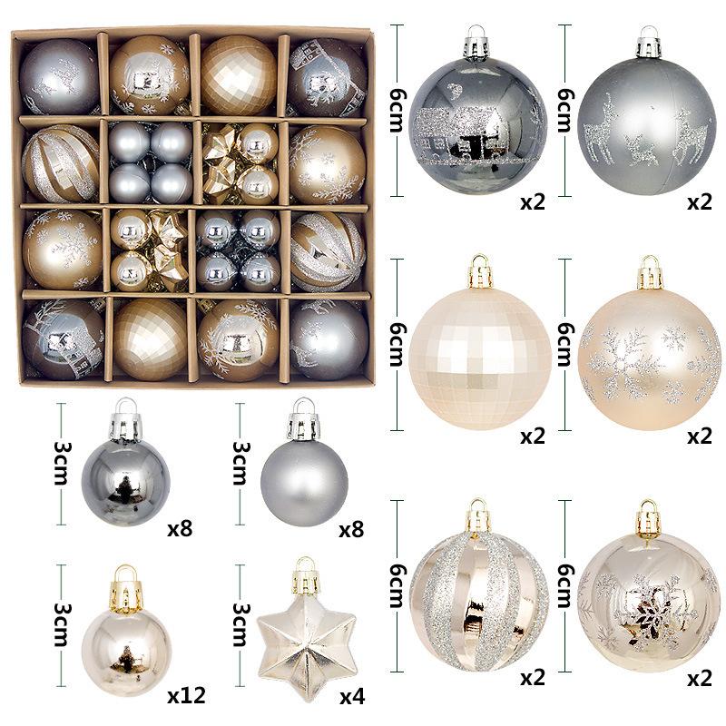 New Christmas Ball Decoration Gift Box Set Painted Electroplated 44pcs Round Ball Special-shaped Christmas Ball Pendant