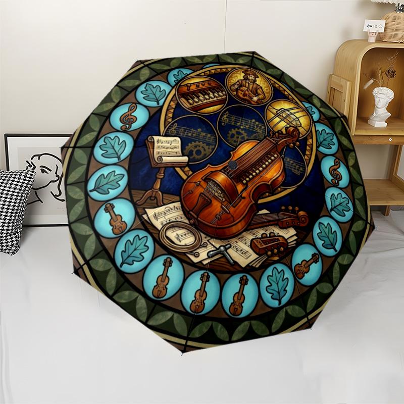 Musicians Legacy pattern umbrella, portable and foldable design, 8 ribs, a casual accessory for Halloween, Christmas, and birthday gifts.