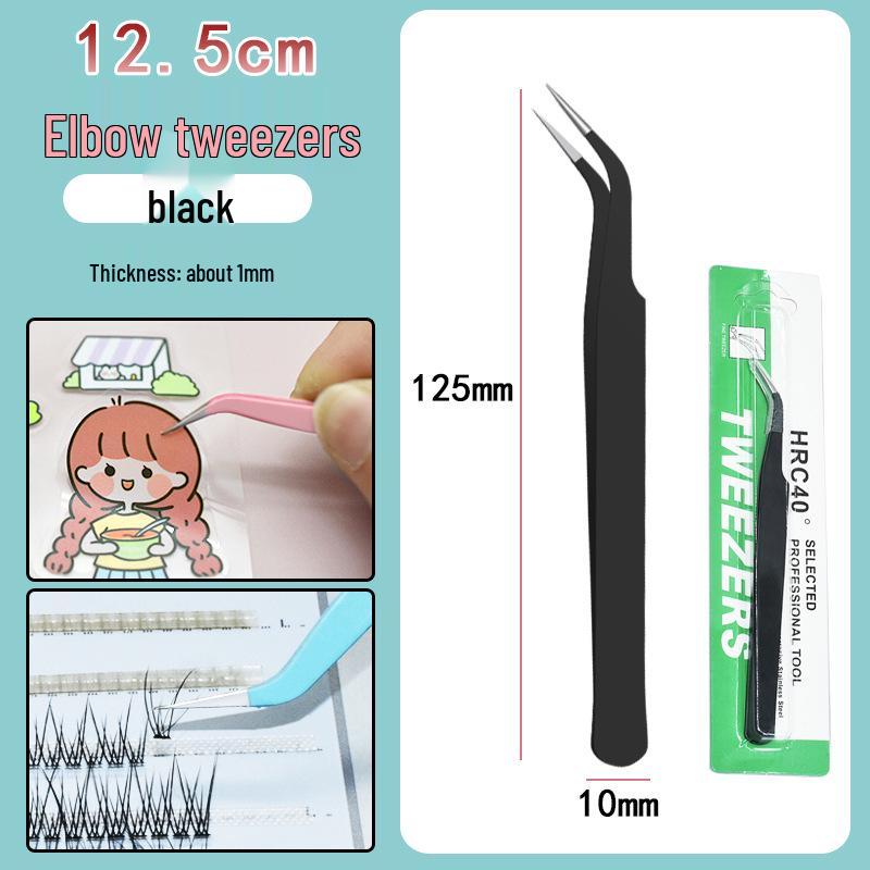 Colorful Stainless Steel Curved Tweezers for False Eyelashes and Planner Clips