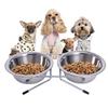 Stainless Steel Double Pet Bowls Dog Cat Water Food Non Slip Feeding Station