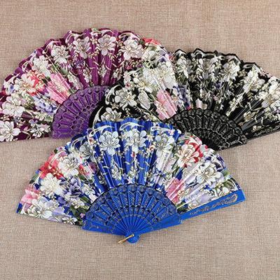 Retro Blume Spitze Fächer Handfächer Bronzierung Bühnenperformance Seidenfächer Plastik Chinesischer Faltfächer Heimdekoration