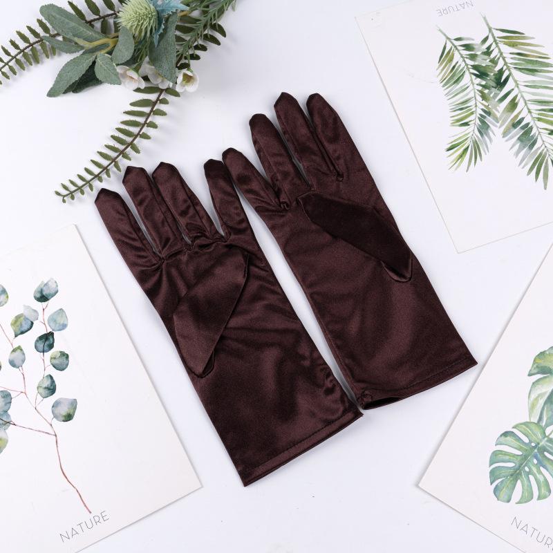 23cm 38cm 55cm Women Imitation Satin Silk Smooth Solid High Elasticity Stage Performance Dinner Etiquette Multicolor Gloves