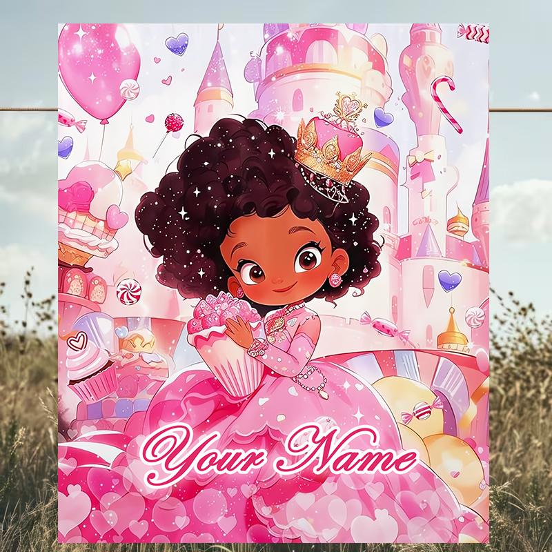 1PC Custom Name "Princess Sweet Dreams" outdooor Flannel blankets Patterns Throw Blanket All-Season Soft Gift for Couch, Bed, Camping gifts