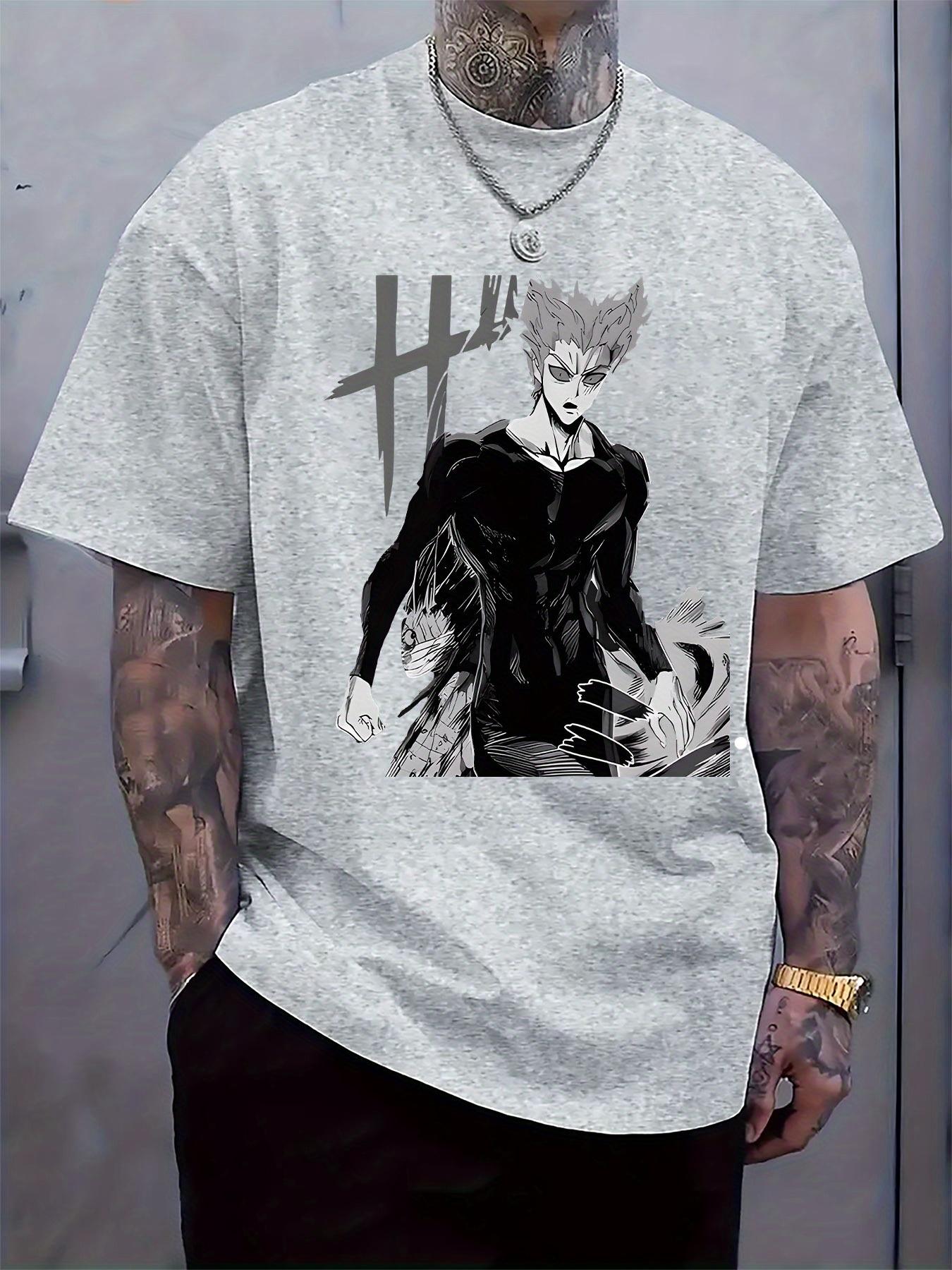 Light Gray Anime Graphic Tshirt - Short Sleeve M