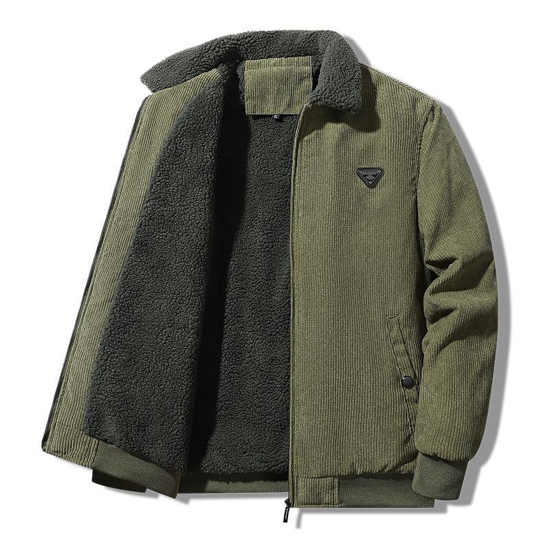 Coats Men's Jackets Spring and Autumn Casual Large Size Workwear Lapel Men's Plush Warm Corduroy Thin Tops