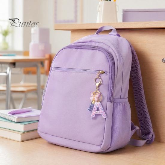 Letter A-Z Key Holder Purple Series Keychain Pendant, Sequins Star Initial Charm Chain with Butterfly Tassel Design, for Bag Purse Backpack Non-fading