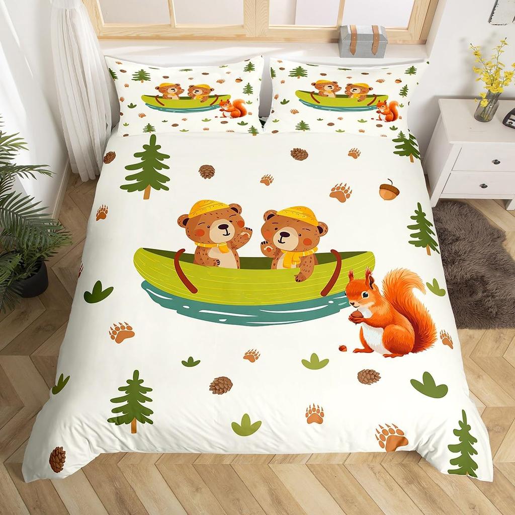 Squirrel Duvet Cover for Kids Teens Cute Animal Comforter Cover Full Size Funny Squirrel Bedding Set Soft Microfiber Quilt Cover