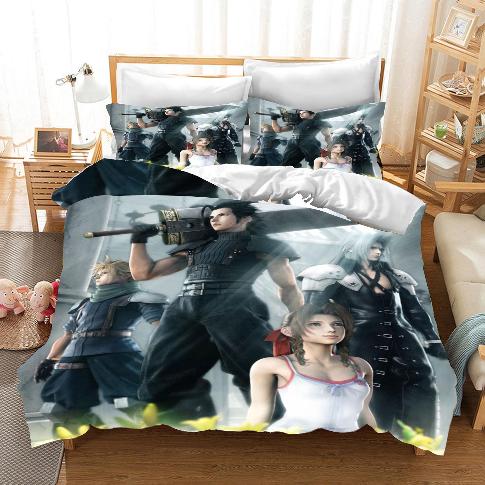 

Final Fantasy Duvet Cover Set Children Gift Game Cartoon Quilt Polyester 3-Piece Soft Breathable Breathable Comforter Bedding 135x200cm