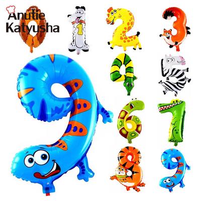 1 pçs 16 Polegada número animal folha balões infláveis ​​crianças festa de aniversário decoração balão de ar