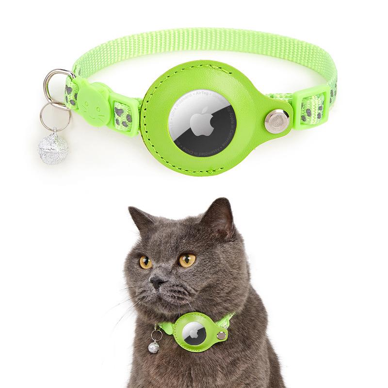 Reflective Cat Collar with Airtag Holder and Bell - Anti-Lost Tracker for Cats