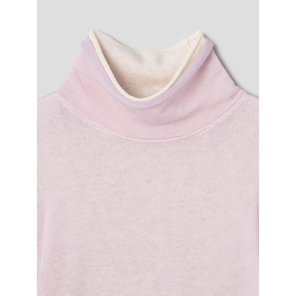 Anggae Layered Two Tone Turtleneck Pink
