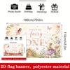 Fairy Theme 1st Birthday Backdrop Beige Mushrooms Wildflowers Cottage Photo