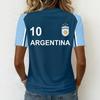 Women's Short Sleeve V-Neck T-Shirt with Soccer Flag Print for Casual Day Wear