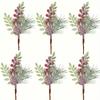 Artificial Christmas Red Picks with Cones and Snowy Needles for Holiday Wreath and Centerpiece Decor