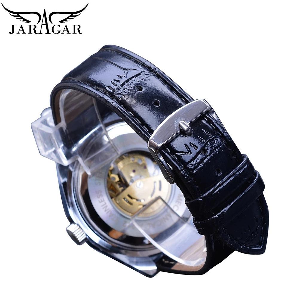 JARAGAR Men's Business Casual Blue Glass Hollowed-out Large Dial Automatic Mechanical Watch GMT1151-1