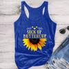 Women Plus Size Summer Sunflower Print Round Neck Sleeveless T-shirt Top Tank