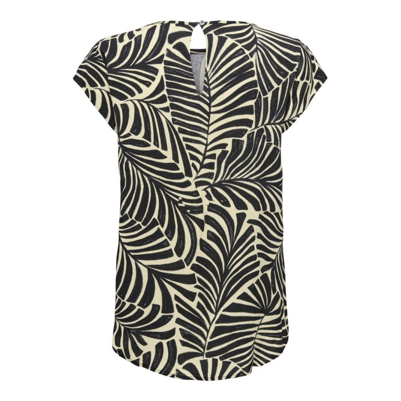 Blouse nova col rond imprimé feuilles fermeture à bouton Femme ONLY