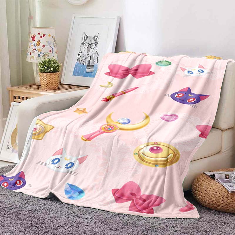 Various styles of Sailor Moon anime character blankets are suitable for use on beds, in bedrooms, on sofas, picnics, and other 1