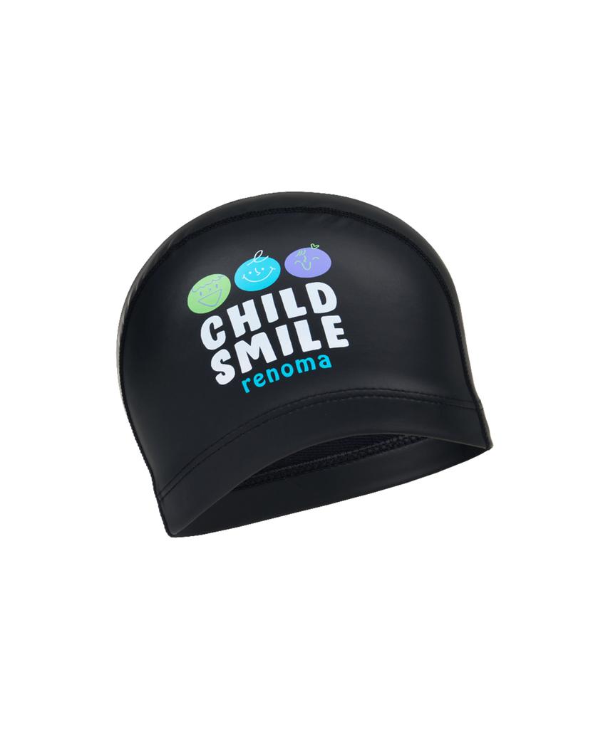 Lenomasuyeongbog Kids' Smile Face Pu Swim Cap Black Ro-Rc2E055-Bk