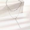 Stainless Steel Y-Shaped Tassel Necklace for Women - Double Layer Clavicle Chain with Fashionable and Elegant Design.