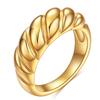 Croissant Rings for Women Braided Twisted Signet Stainless Steel Chunky Dome Ring Stacking Band Jewelry Anillos Joyas De Mujer