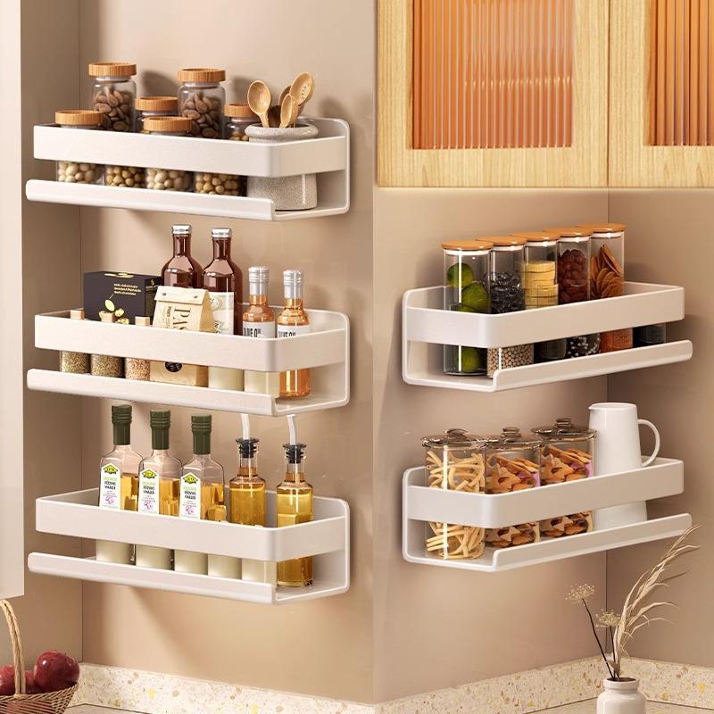 Kitchen Shelf, Punch-free Wall-mounted Seasoning Rack, Multi-functional All-in-one Storage Rack for Seasonings On the Wall