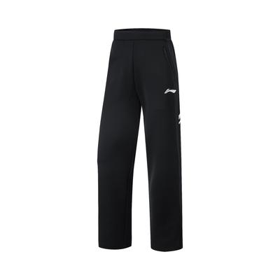 Li Ning Table Tennis Series Casual Straight Leg Mid Waist Knitted Sports Pants Women Bottoms Black AKLV282-1
