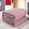 Snuggle-worthy Throw Blanket Cozy Double-sided Coral Plush Flannel Blanket for Home Travel Thickened Checked Texture Solid Color