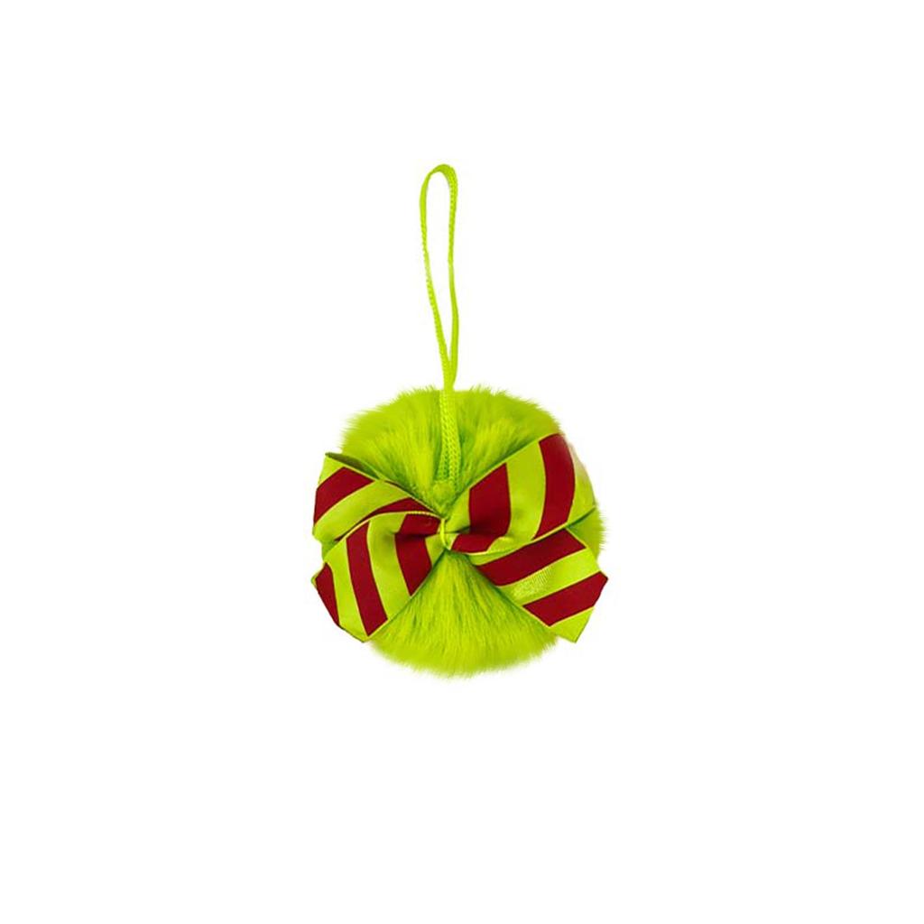 Christmas Bow Plush Ball Pendant, 8cm Festive Party Ball Decoration, Plush Ball Decorative Pendant, Christmas Tree Decorative Pendant.
