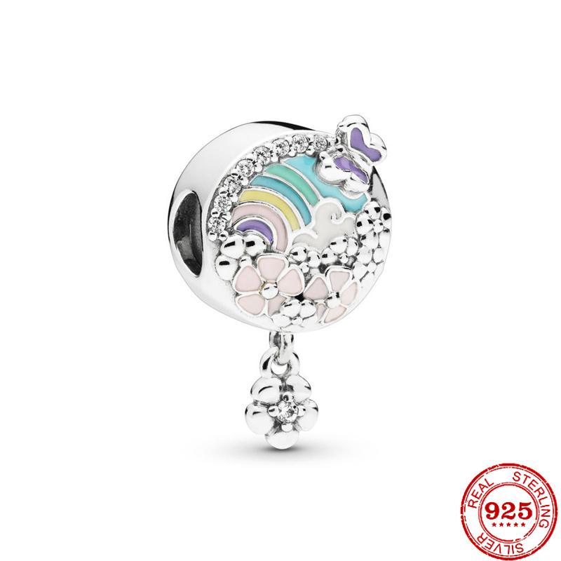 925 Silver Butterfly Four Clover Leaves Flower Charm Bead Fit Original Pendant Bracelet Necklace Jewelry Gift For Women