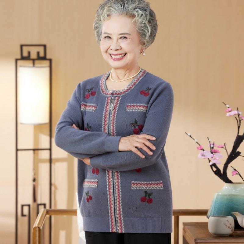 

Новый тонкий кардиган для женщин среднего и пожилого возраста на весну и осень, костюм для среднего возраста, вязаный свитер для мамы, осенний свитер-двойка 5XL серый