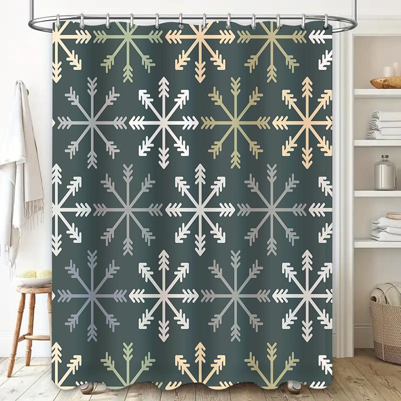 Gold Snowflake Shower Curtain Waterproof Decorative Printed Fabric Bathroom Accessories Modern Home Decoration 3D Printing