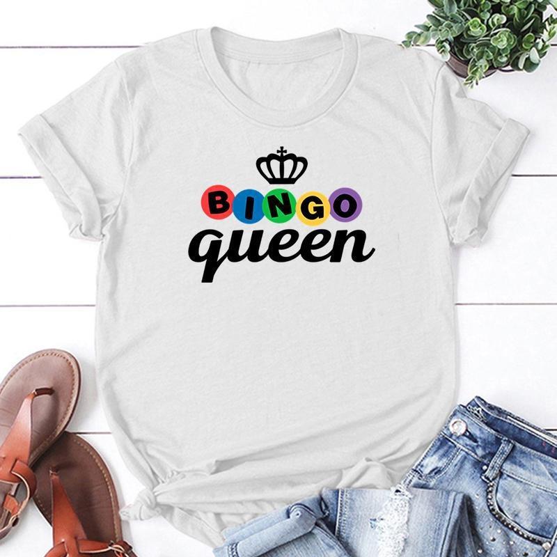 New Bingo Queen Print T Shirts Women Men Casual Round Neck Tees Top Summer Cool Loose Short Sleeve