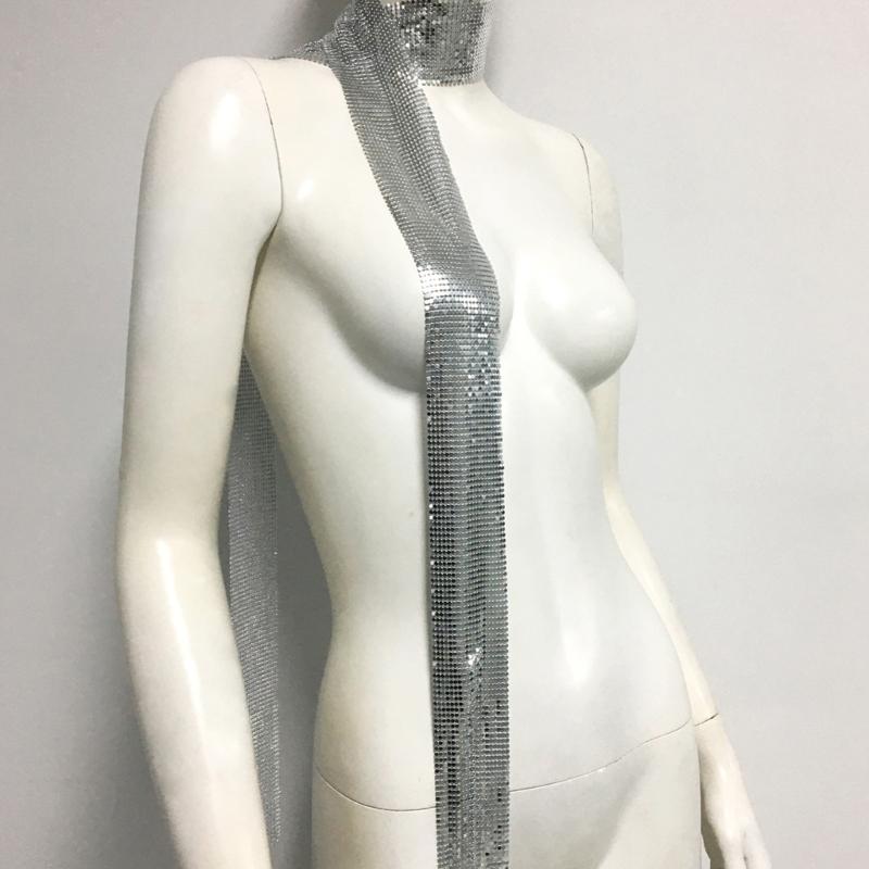 Blingbling Scarf for Women Full Sequins Long Chain for Nightclub Proms Choker Blingbling Nightclub Cool Jewelry