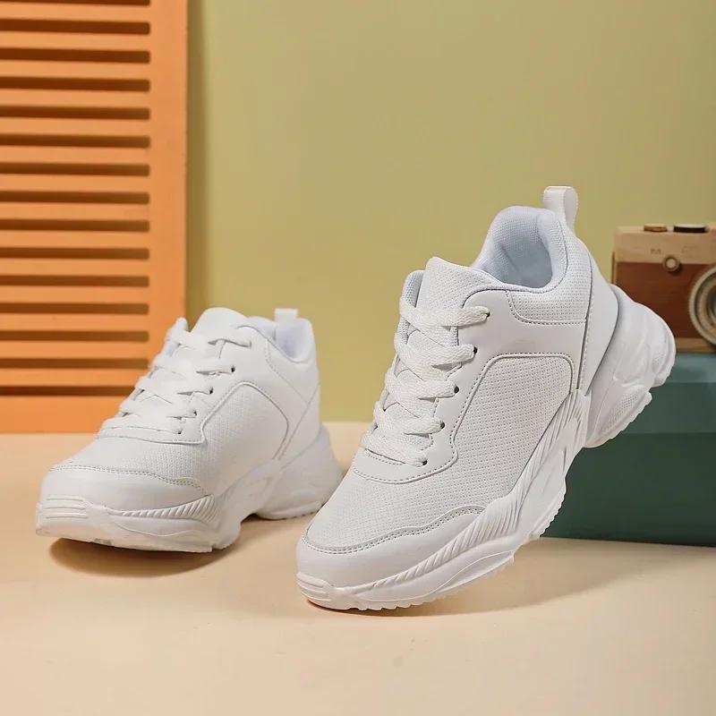 Thick Bottom Non-Slip Jogging Shoes Ladies High Quality Sports Leather Waterproof Running Shoes Women Fitness Casual Sneakers