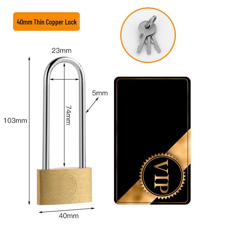 Extra Long Shackle Padlock 30mm Copper with 3 Keys for Cabinets and Doors