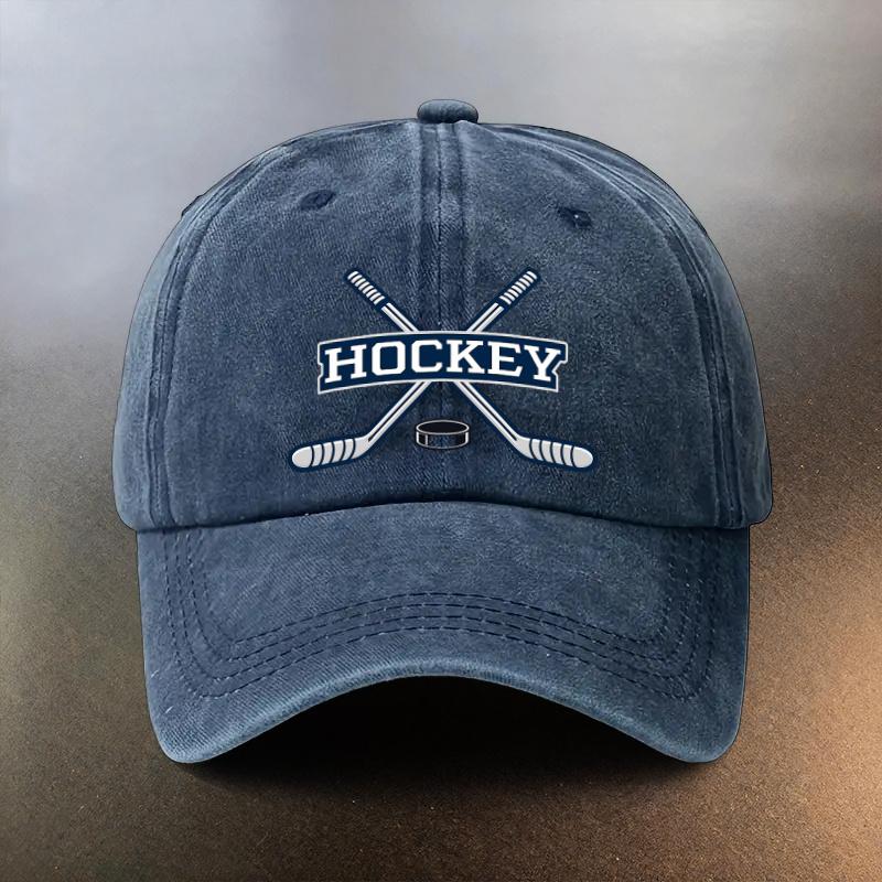 A Washed Cap Featuring a Hockey Pattern Perfect for Everyday Outings As a SunShielding Baseball Hat This Stylish Accessory Is