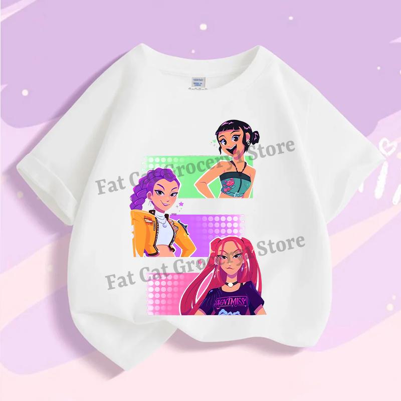 Kpop Tričko Lovce démonů Dětské Roztomilé Rumi Mira Zoey Trička Dívky Chlapci Léto Krátký rukáv Dětské Volnočasové Topy Bavlněné Oblečení Dárek