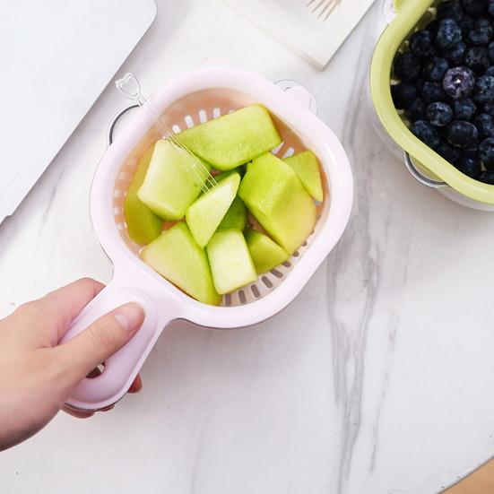 Abtropfkorb, Sieb, Obst- und Gemüsesieb, zweilagiges Design, lebensmittelecht, BPA-frei, Küchen-Abtropfkorb mit Griff