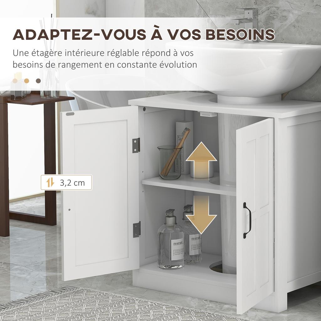 Bathroom Sink Cabinet Under Sink Furniture With Double Door And Adjustable Shelf 60x30x60cm White