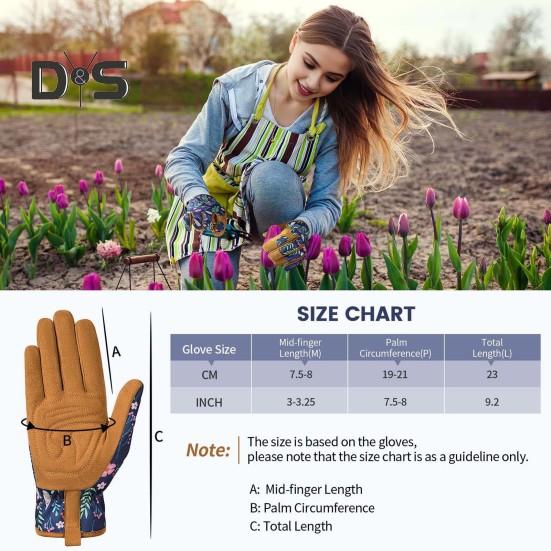 1 Pair Women Gardening Gloves Wear-resistant Thick Five Fingers Anti-slip Sweat-Absorbent Scratch Resistant No Stab Weeding Gloves Digging Planting