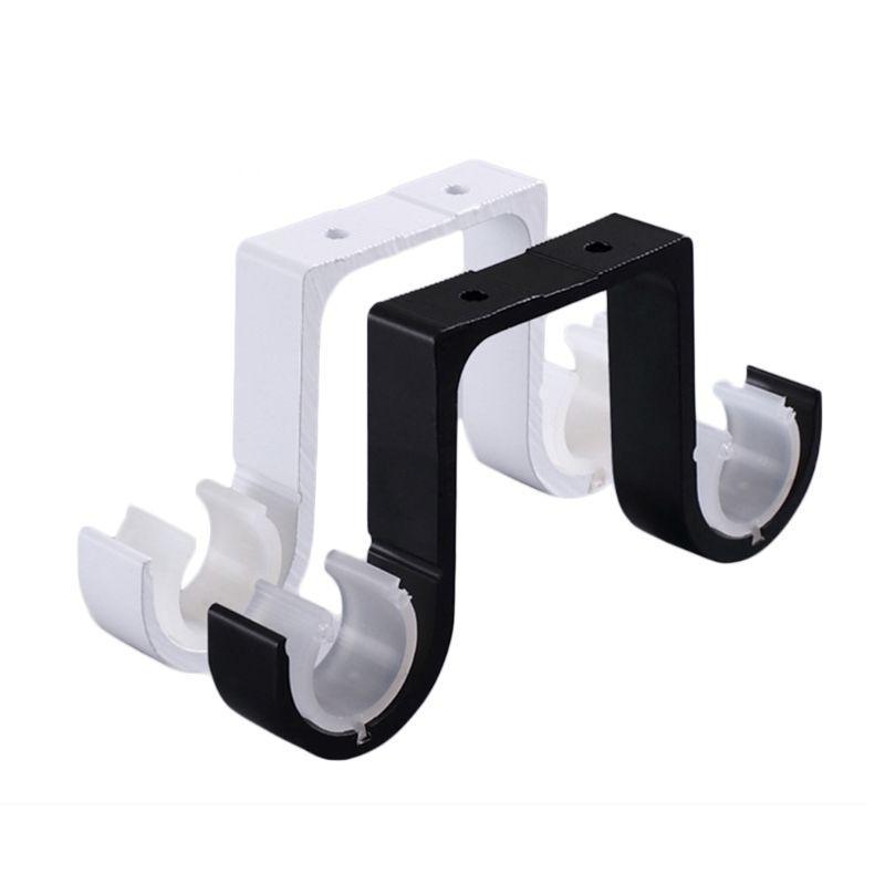  2Pcs Hang Curtain Rod Holders Heavy Duty Double Curtain Rod Bracket for 1.02-1.1''Rod Metal Double Rod Bracket for Wall