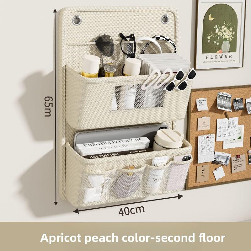 Versatile Wall-Mounted Storage Organizer Multi-Compartment Fabric Bathroom Hanging Bag with Viewing Window Hooks accessories