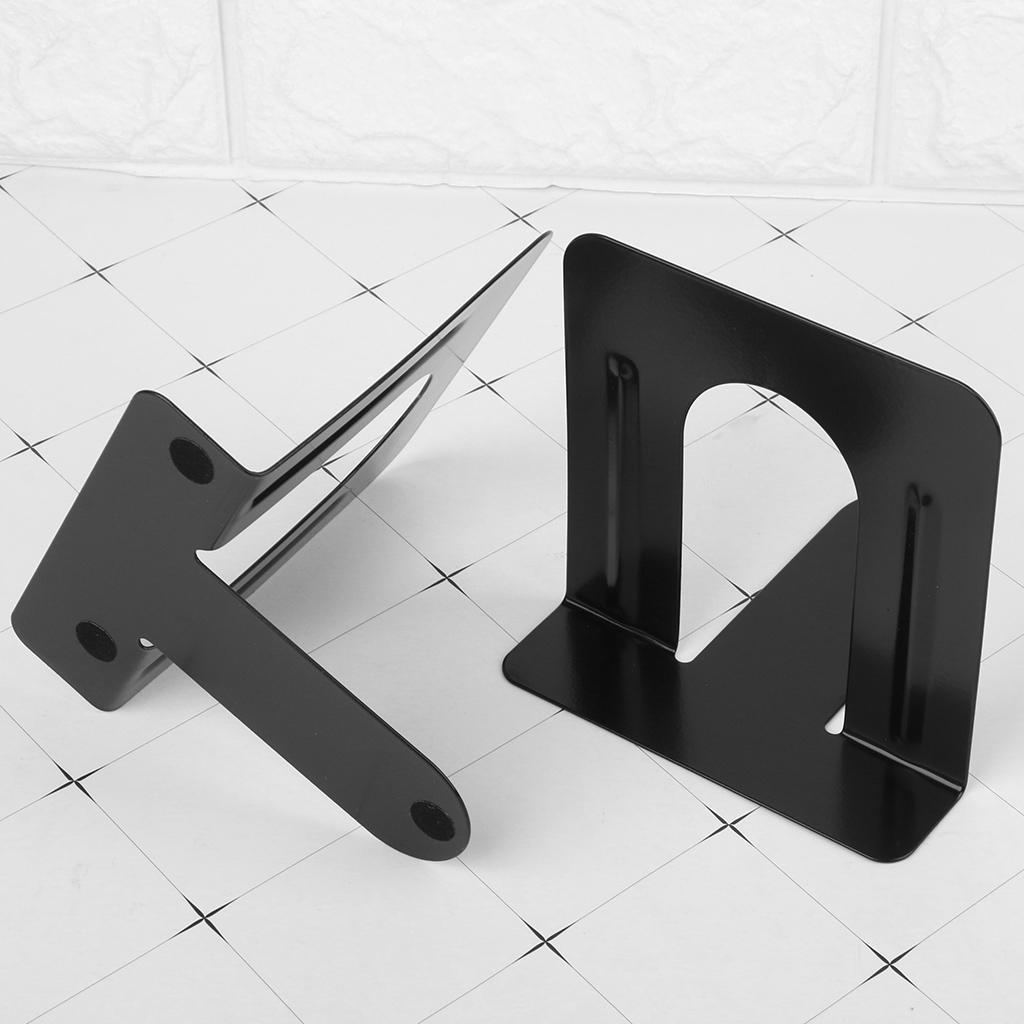 Set of 2Pcs Metal Bookends Stainless Steel Book Stopper Magazine Book Organizer Book Holder Home Office Desk Ornemants