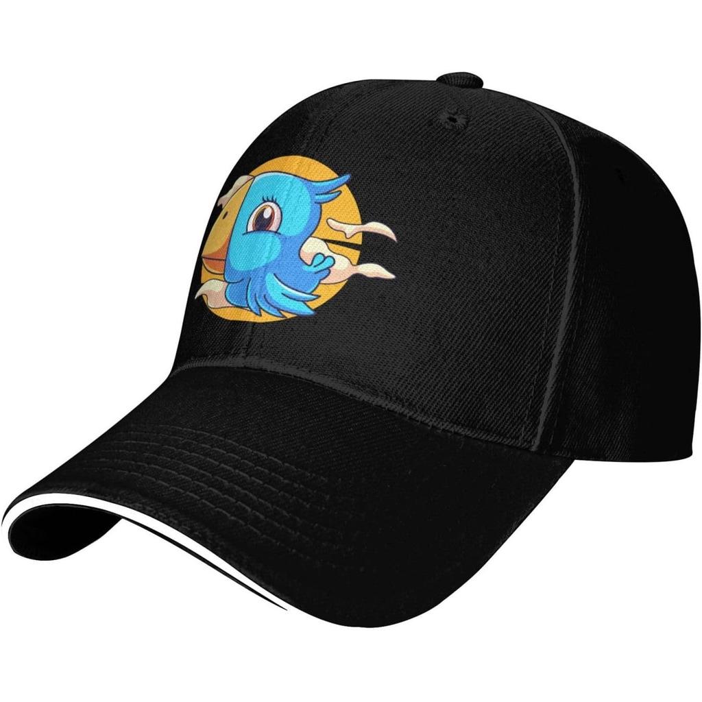Cute Blue Bird Flying Cartoon Baseball Cap Polyester Adjustable Sun Hat for Adults Casual