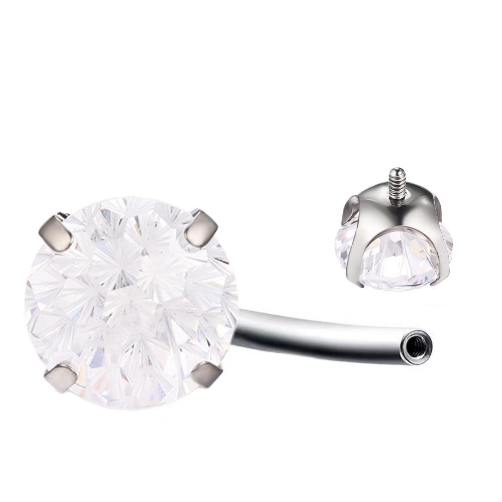 F136 Titanium Alloy Navel Ring with G23 Four-Prong 5A Blazing Fireworks Diamond