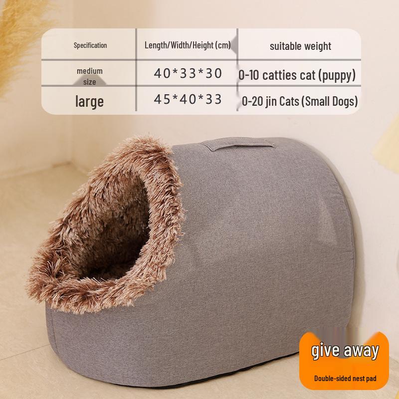 Cozy Enclosed Winter Cat & Small Dog Bed