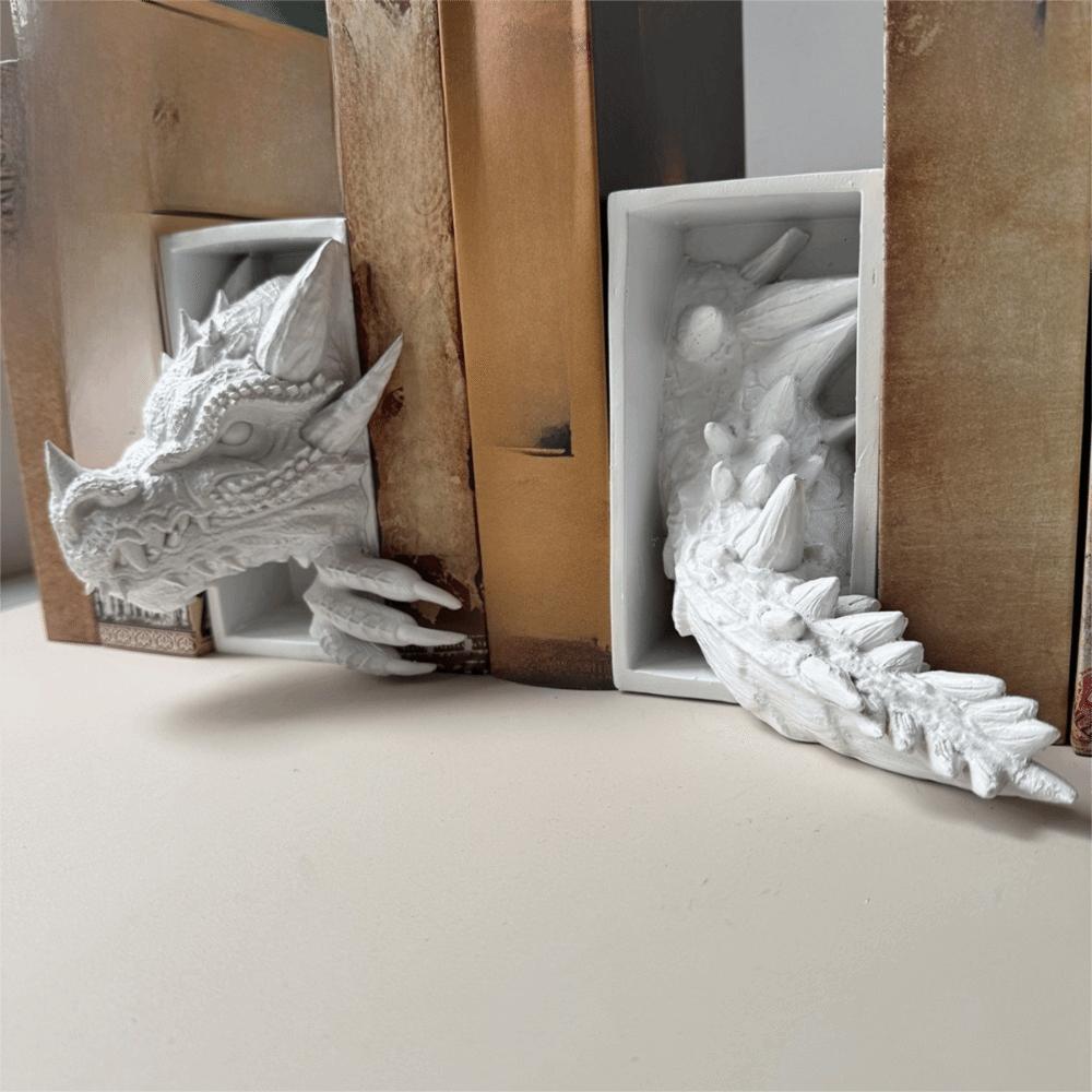 Vintage Dragon-Shaped Book Stand Set 3D Bookshelf Dragon Ornaments File Cabinet