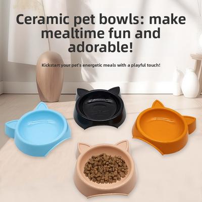 Adorable Bol para Mascotas Gato Para Prevenir Derrames de Comida de Gato, Bol para Comida de Perro, Plato Bebedero para Mascotas, Bol para Comida de Gato con Forma de Gato