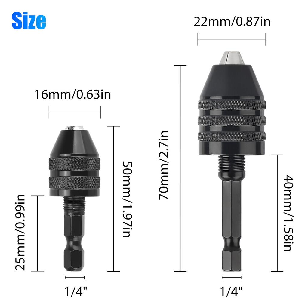 Electric Screwdriver 0.3 3.6/6.5mm Keyless Drill Chuck 1/4 Inch Hex Shank Keyless Drill Chuck Chuck Tool